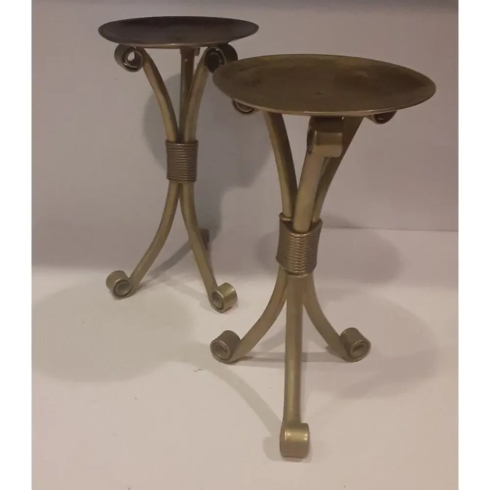 Vintage Scroll Feet Brass Candle Holders X2 Versatile decor
